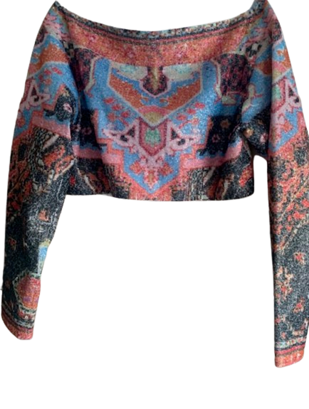 Abstract Printed Off The Shoulder Top