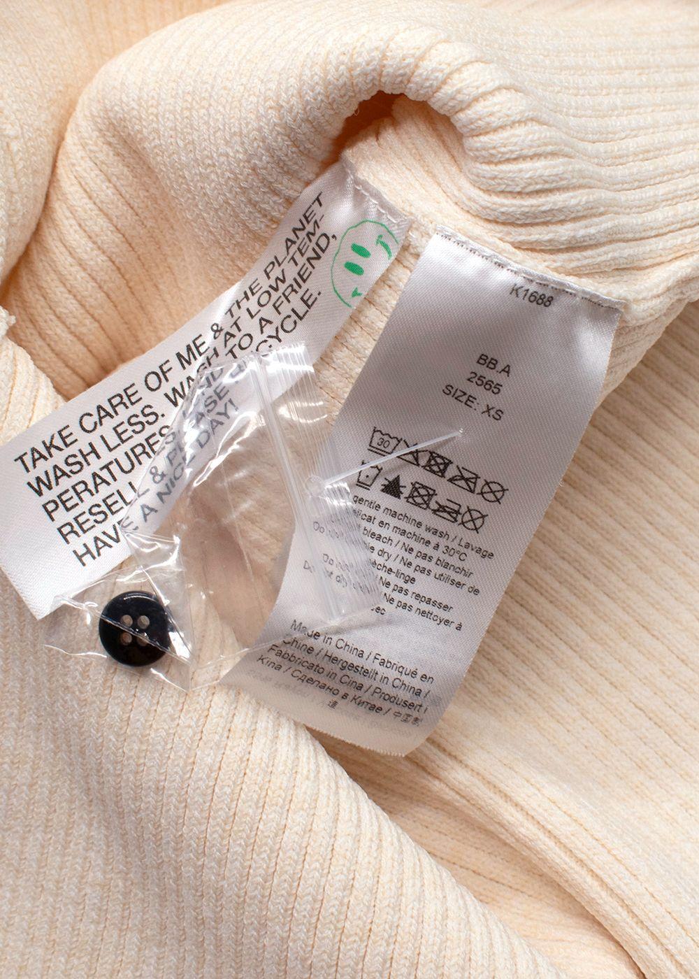 Ganni Cream Ribbed Melange Polo Knit Top