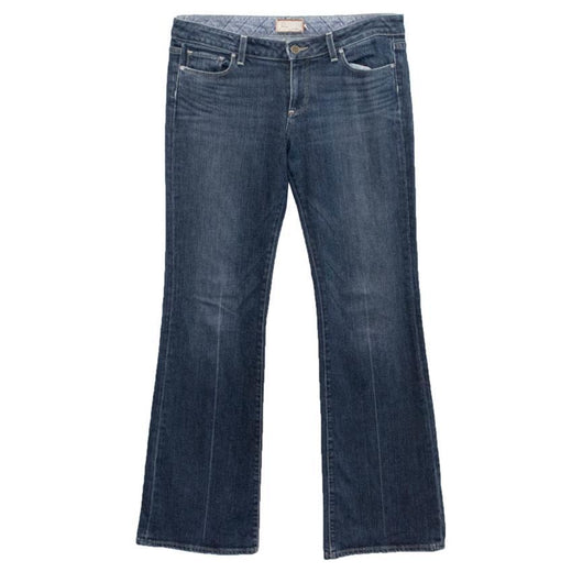 Paige Denim Flared Jeans with Back Pocket Embroidery