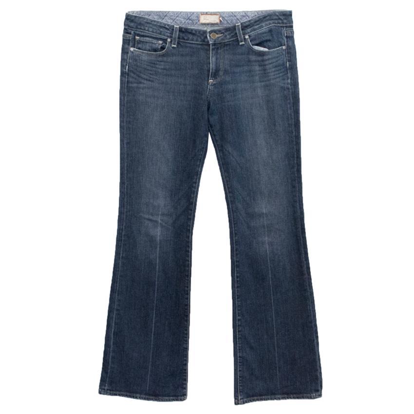 Paige Denim Flared Jeans with Back Pocket Embroidery