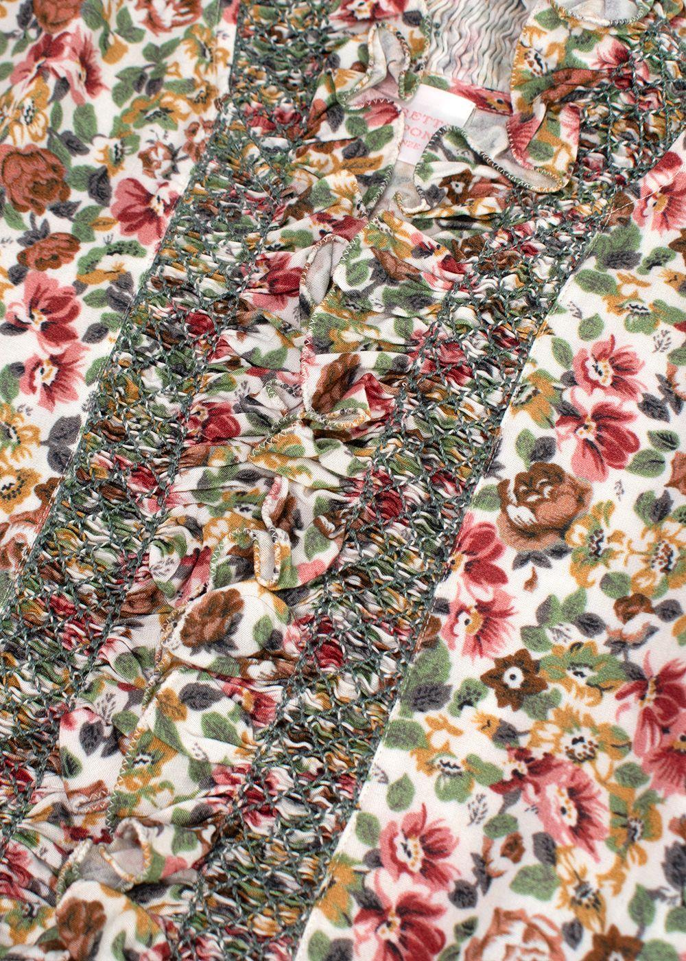 Loretta Caponi Floral High Neck Donatella Blouse