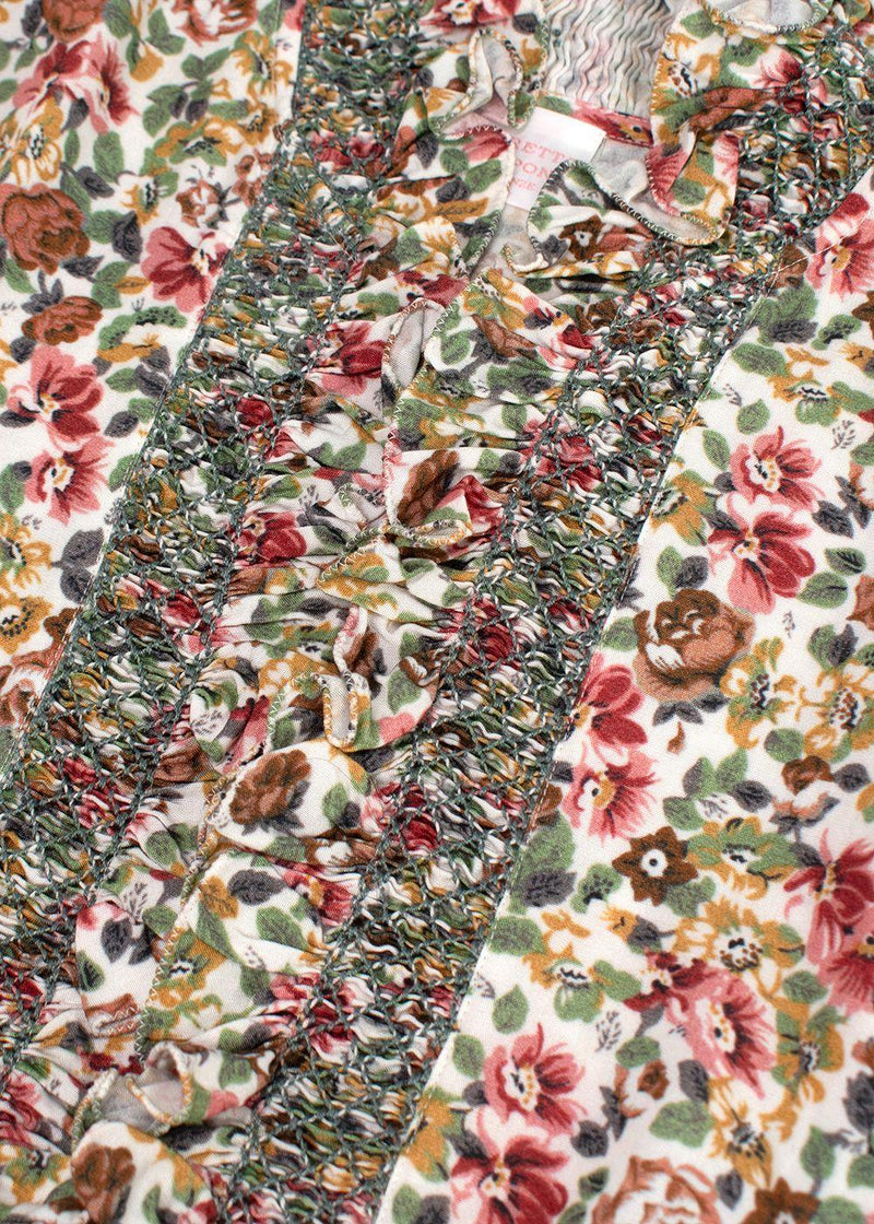 Loretta Caponi Floral High Neck Donatella Blouse