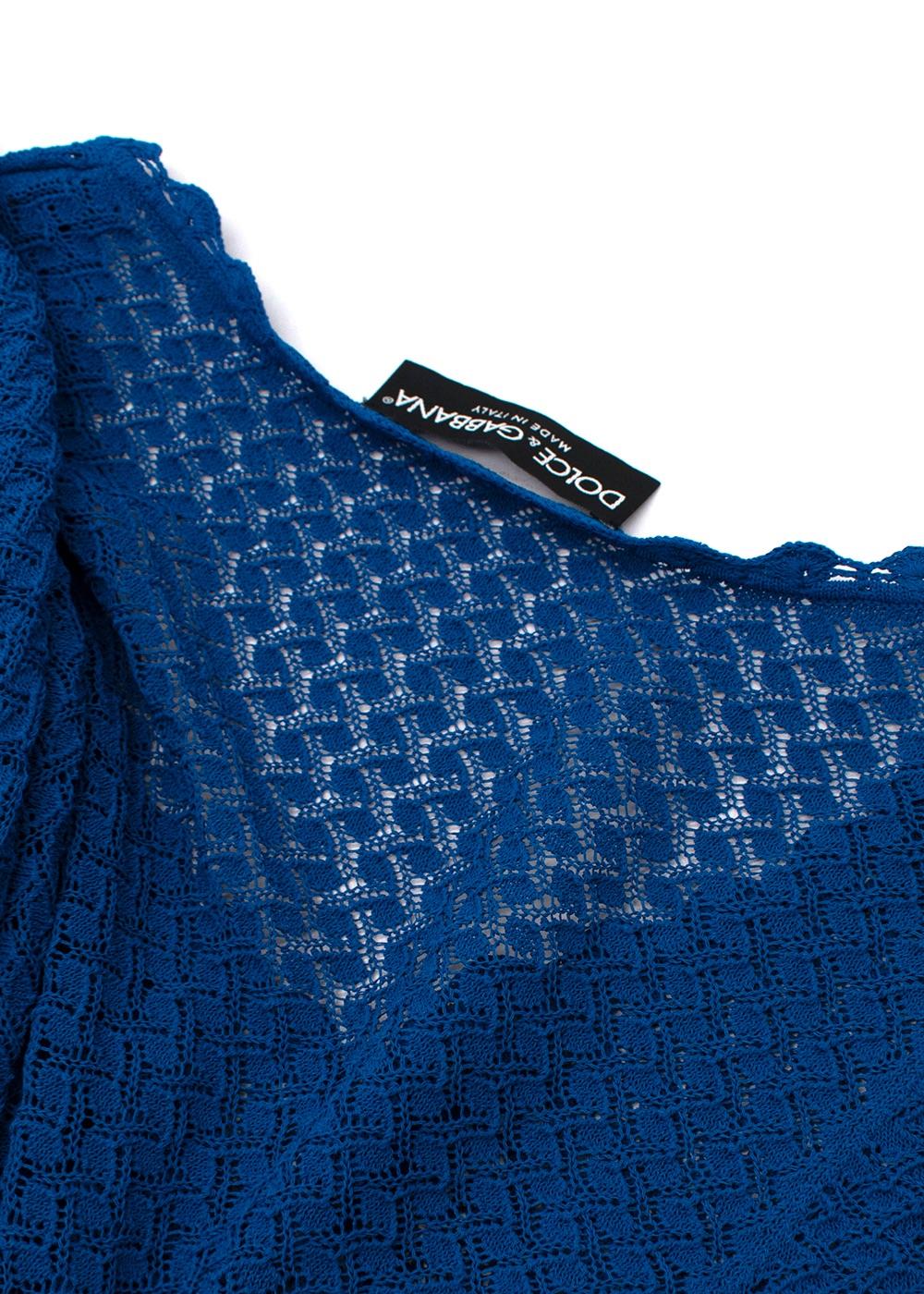 Blue Sheer Knitted Short Sleeved Top