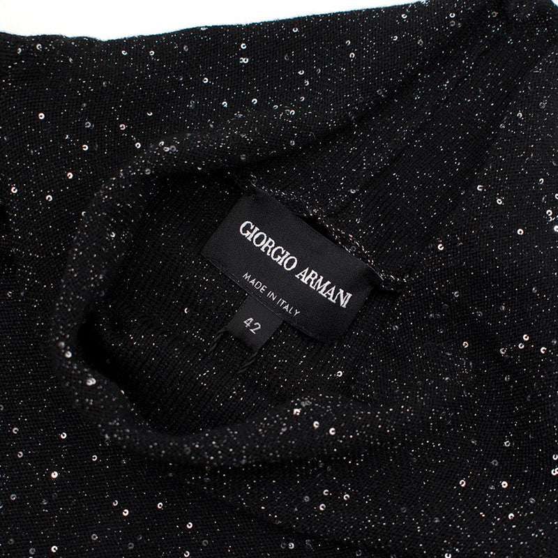 Sequin Polo Neck Silk Blend Knit Jumper