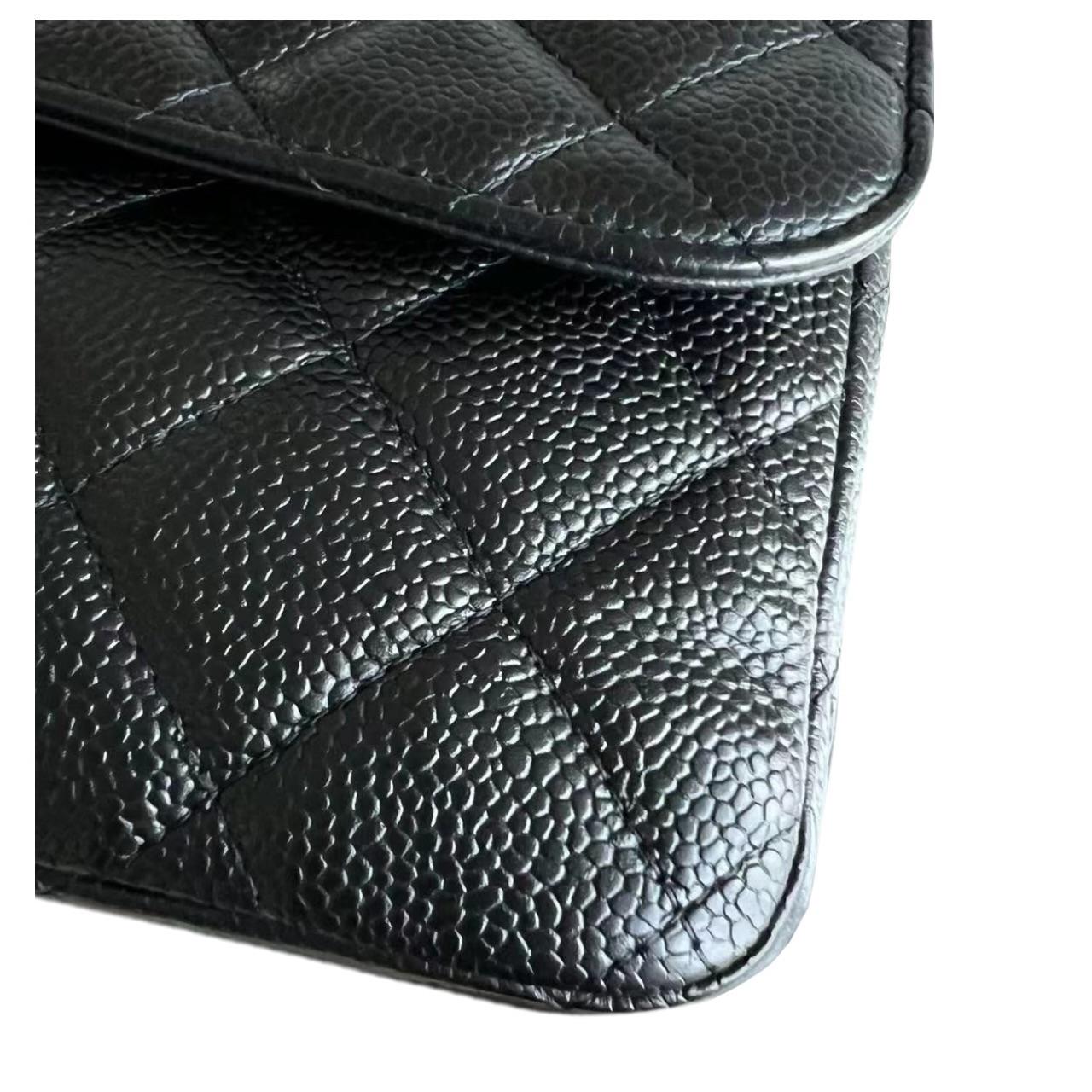 Classic Black Quilted Caviar Jumbo  Single Flap