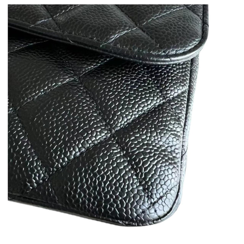 Classic Black Quilted Caviar Jumbo  Single Flap