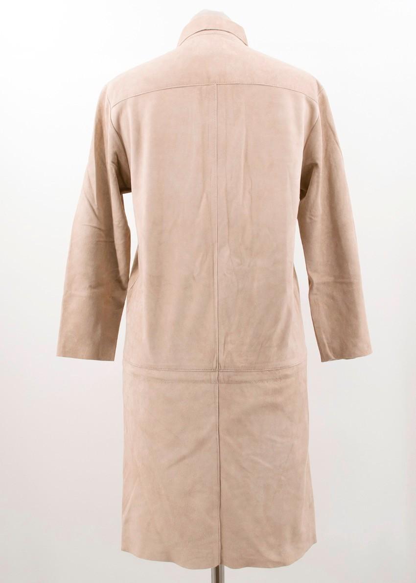 La Mania Beige Perea Long Sleeved Suede Dress