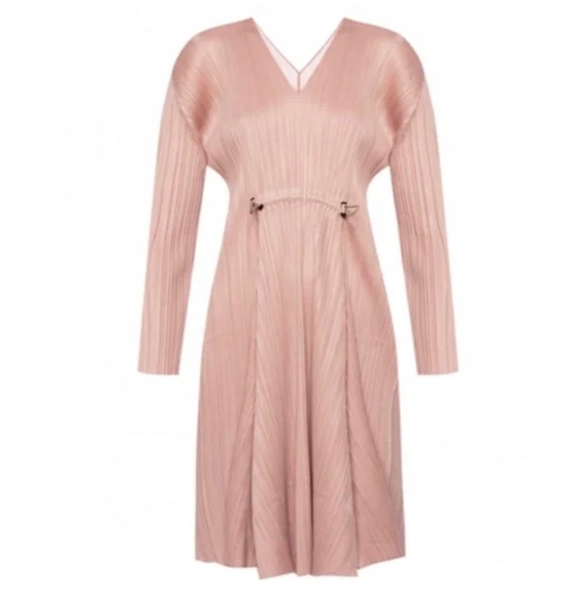 Pleats Please Drawstring Waist Midi Dress