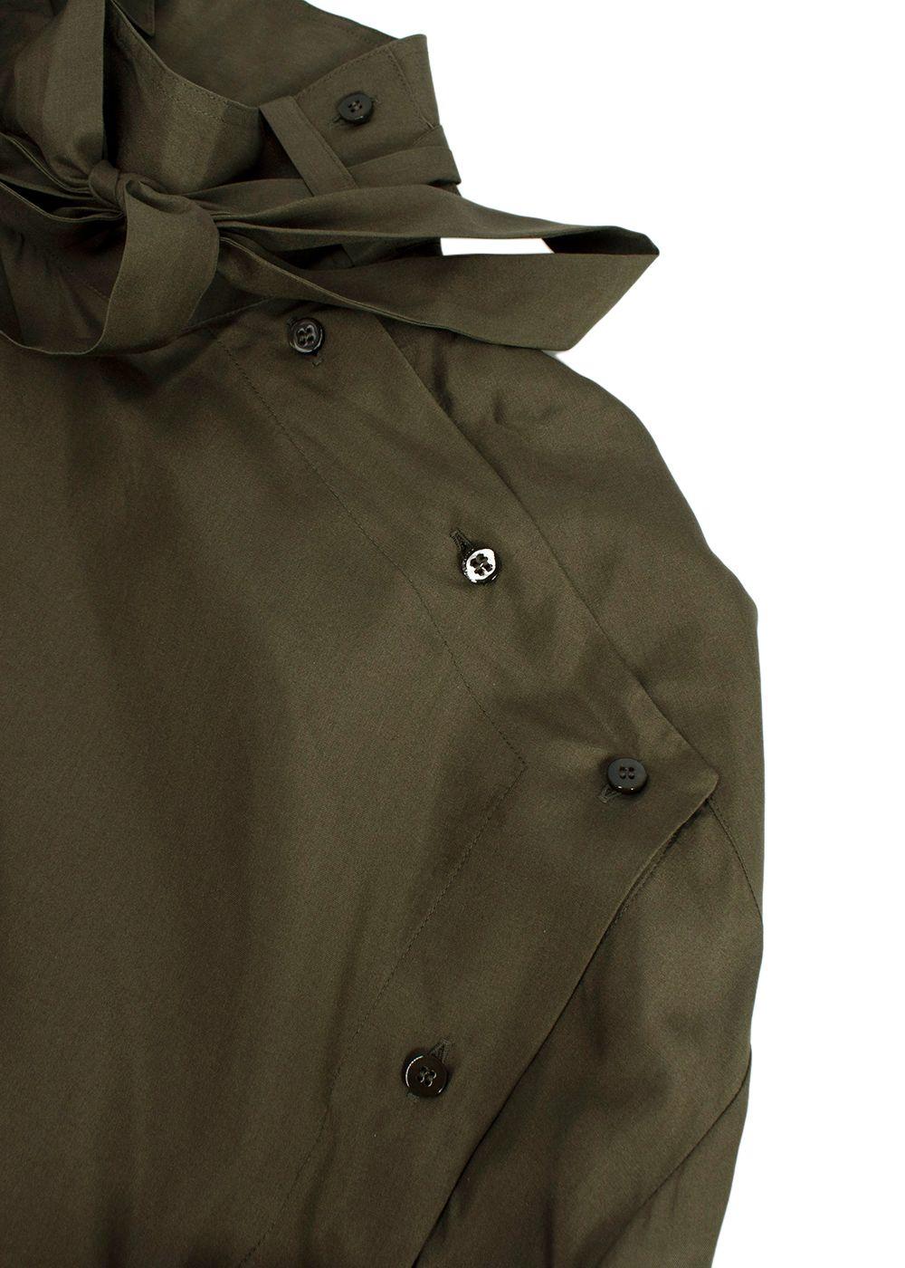 Valentino Khaki Neck Tie Detailed Asymmetric Tunic Dress