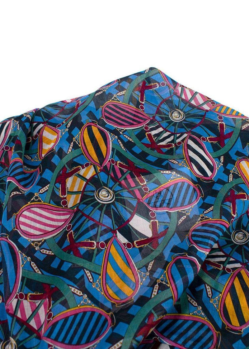 Hermes Blue Patterned En Roue Libre Beach Caftan Dress