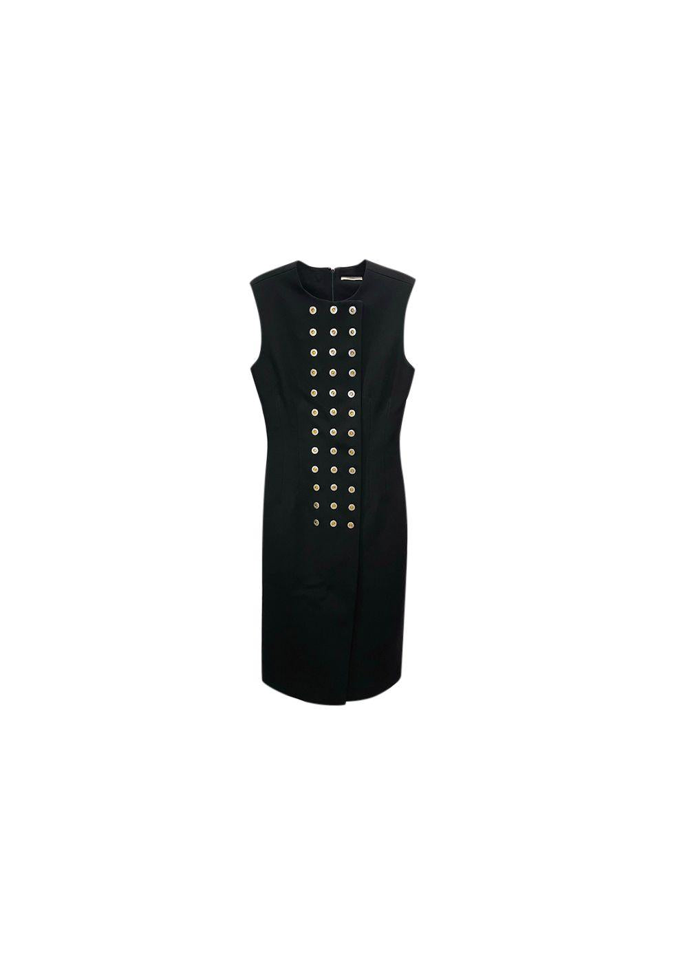 black crepe rivet embellished dress