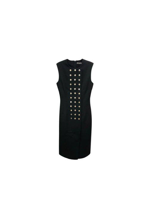black crepe rivet embellished dress