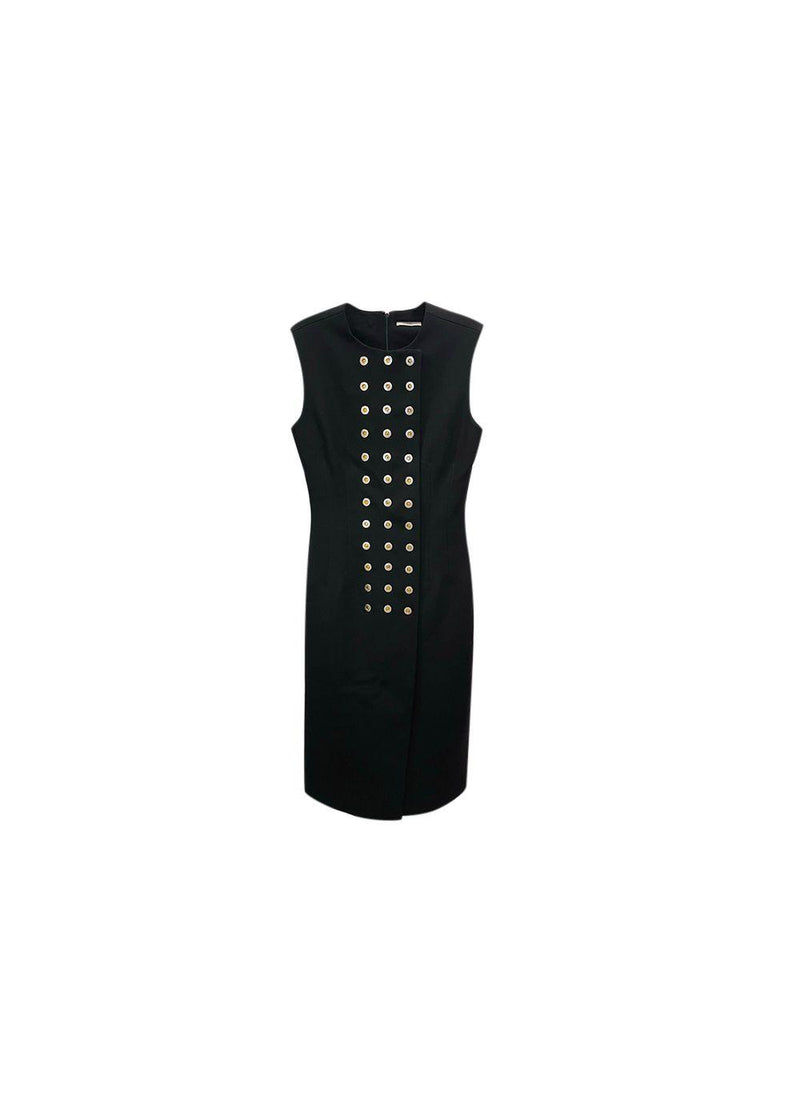 black crepe rivet embellished dress