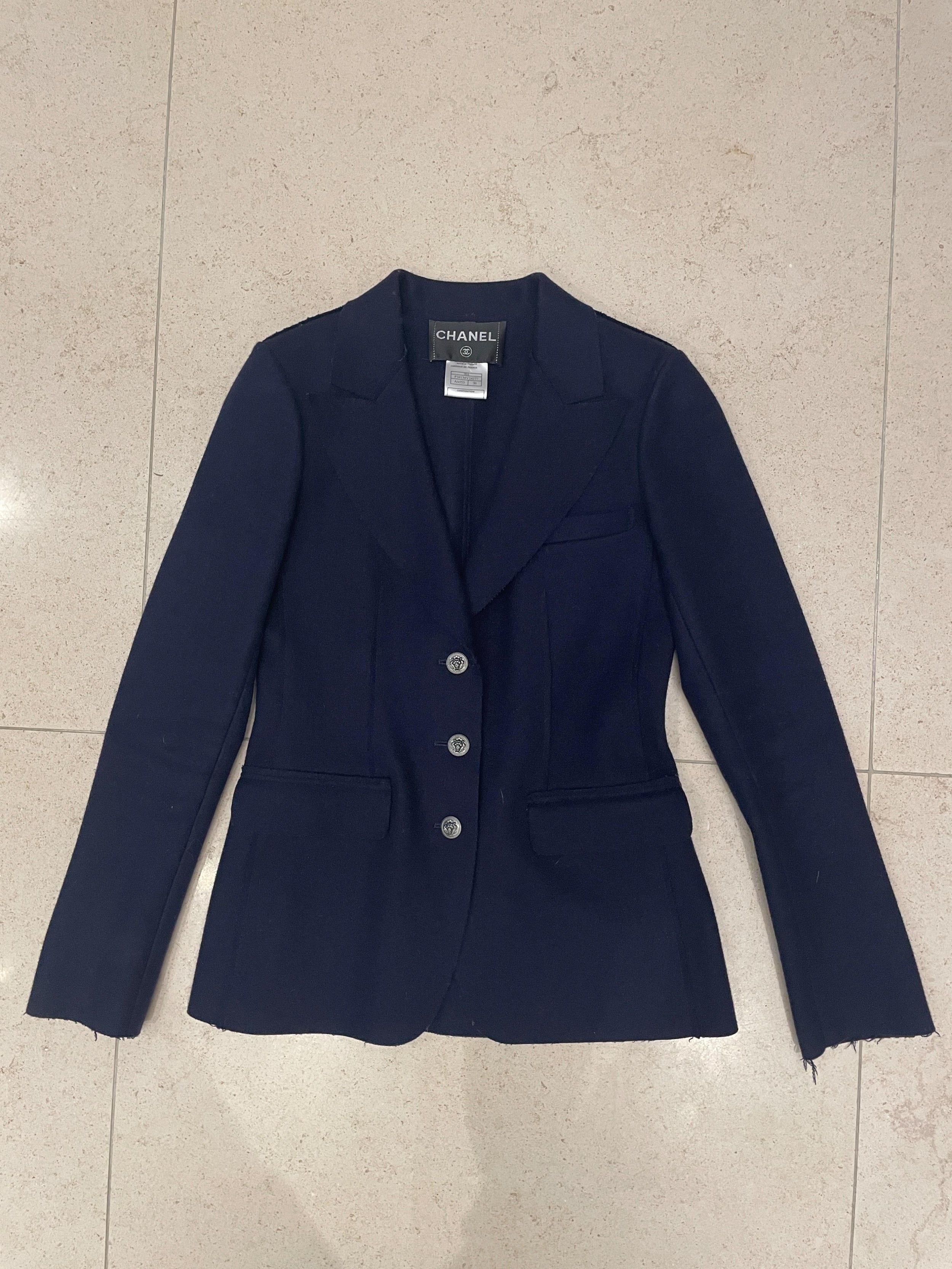 Navy Blue Classic Wool Blazer