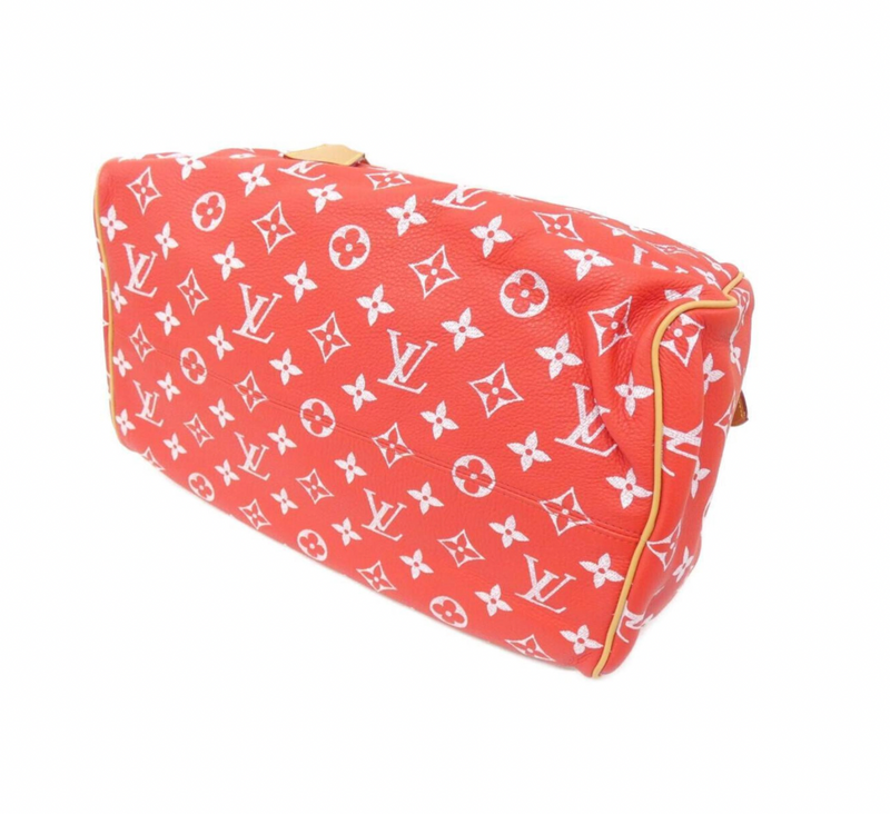 Louis Vuitton Monogram Speedy Bandouliere 40cm Boston Bag Red