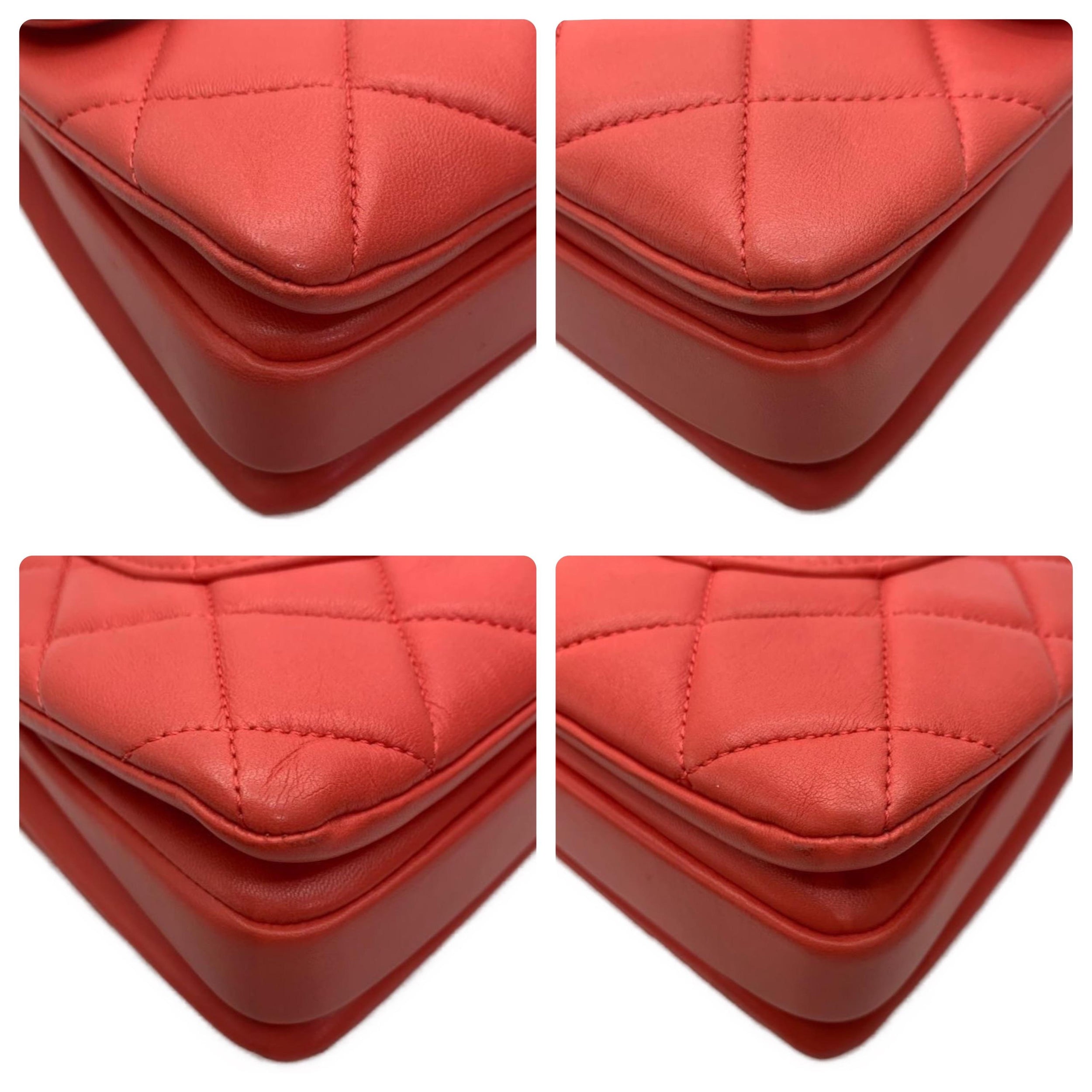 Small Orange Lambskin Trendy CC Flap Bag
