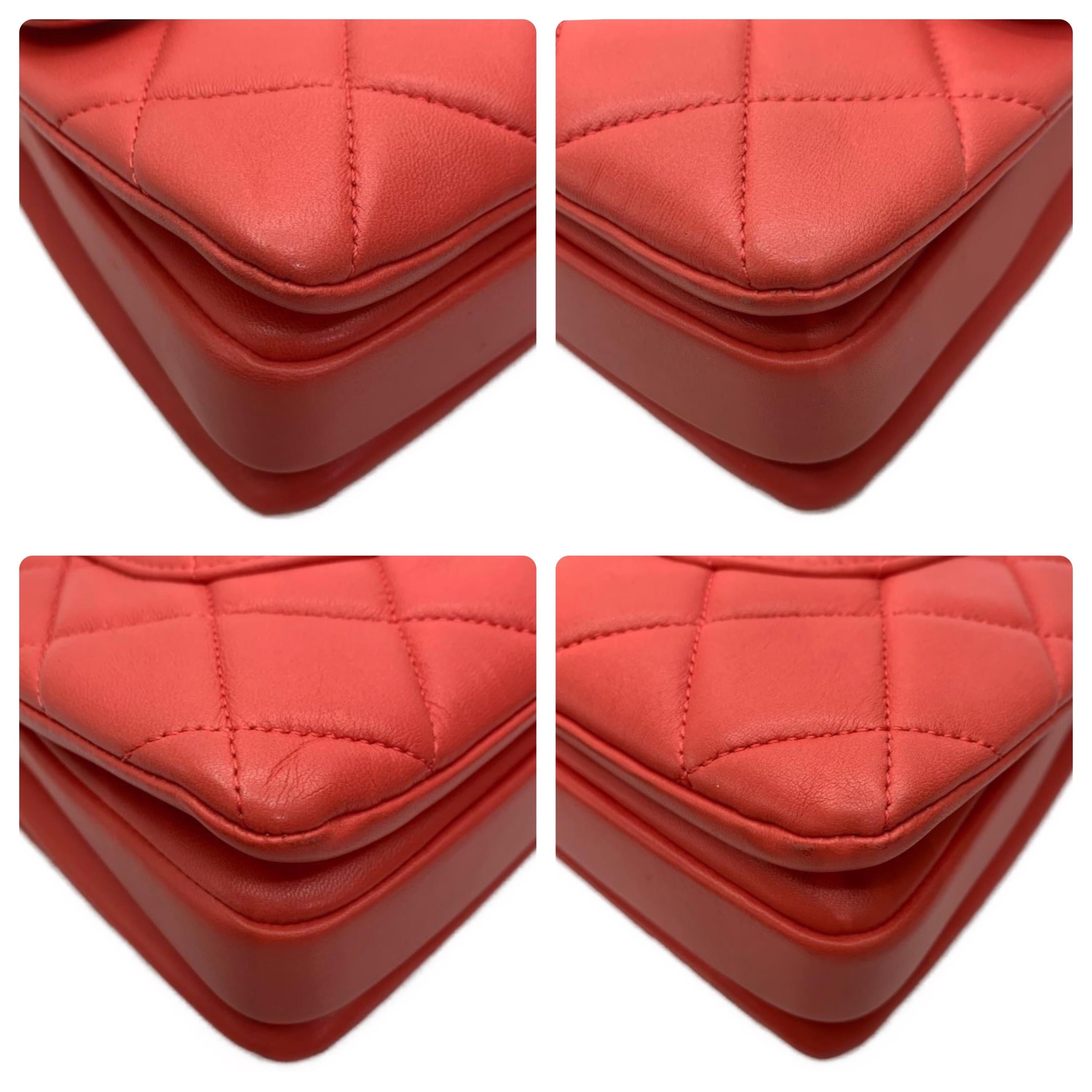 Small Orange Lambskin Trendy CC Flap Bag