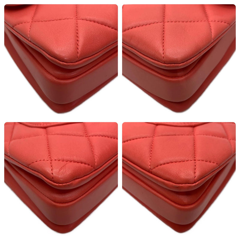 Small Orange Lambskin Trendy CC Flap Bag