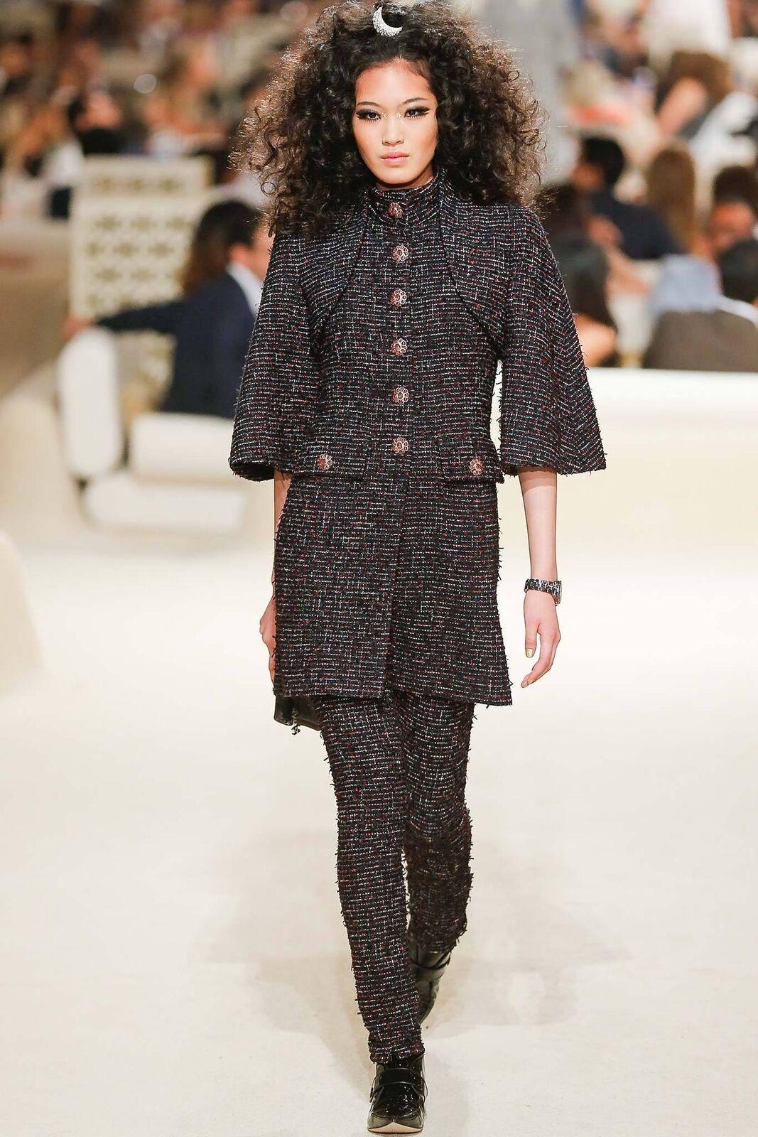 Chanel Black Tweed Gripoix Button Coat