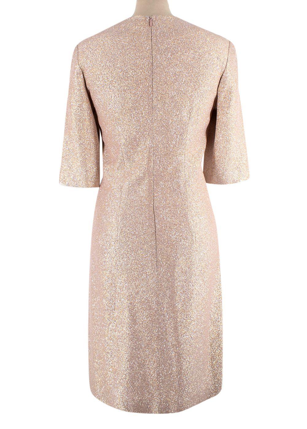 Lanvin Rose Gold Metallic Half Silk Blend Dress