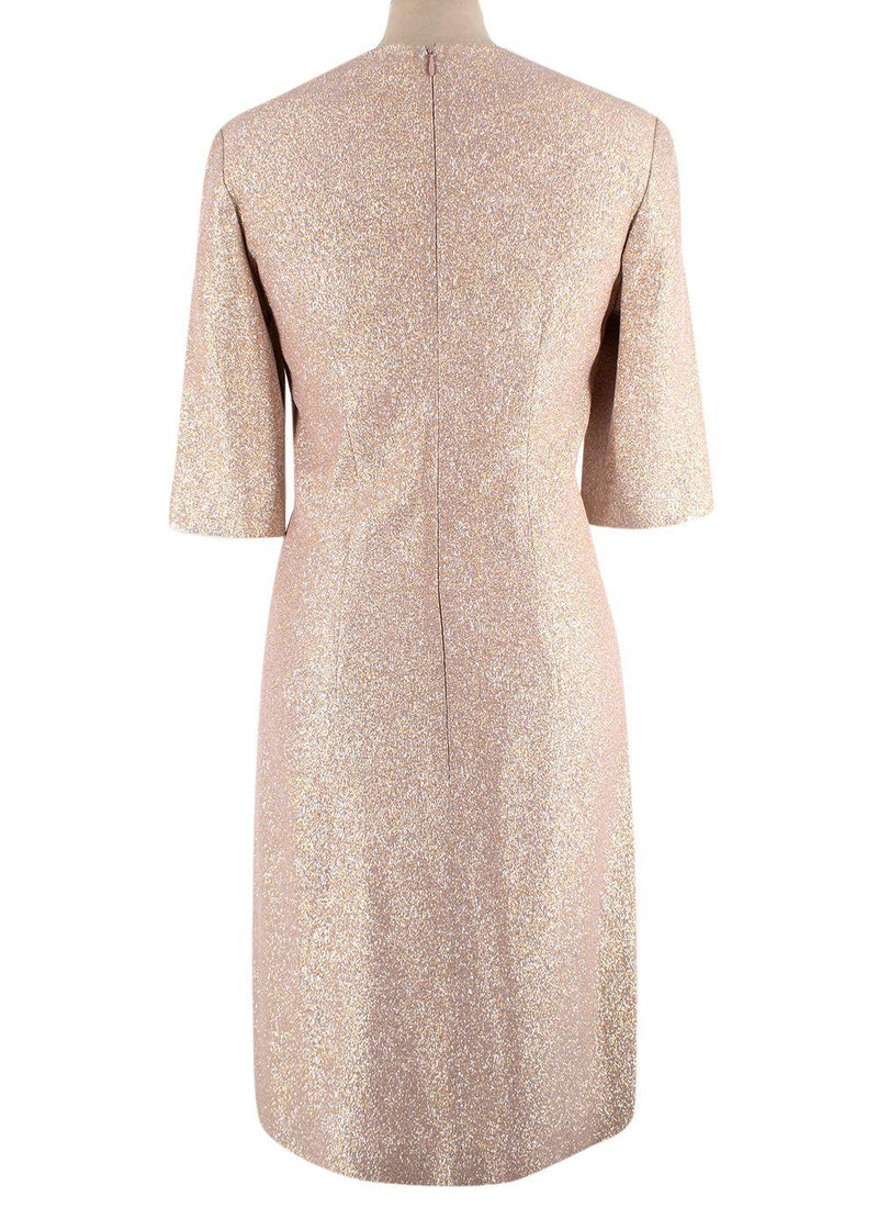 Lanvin Rose Gold Metallic Half Silk Blend Dress