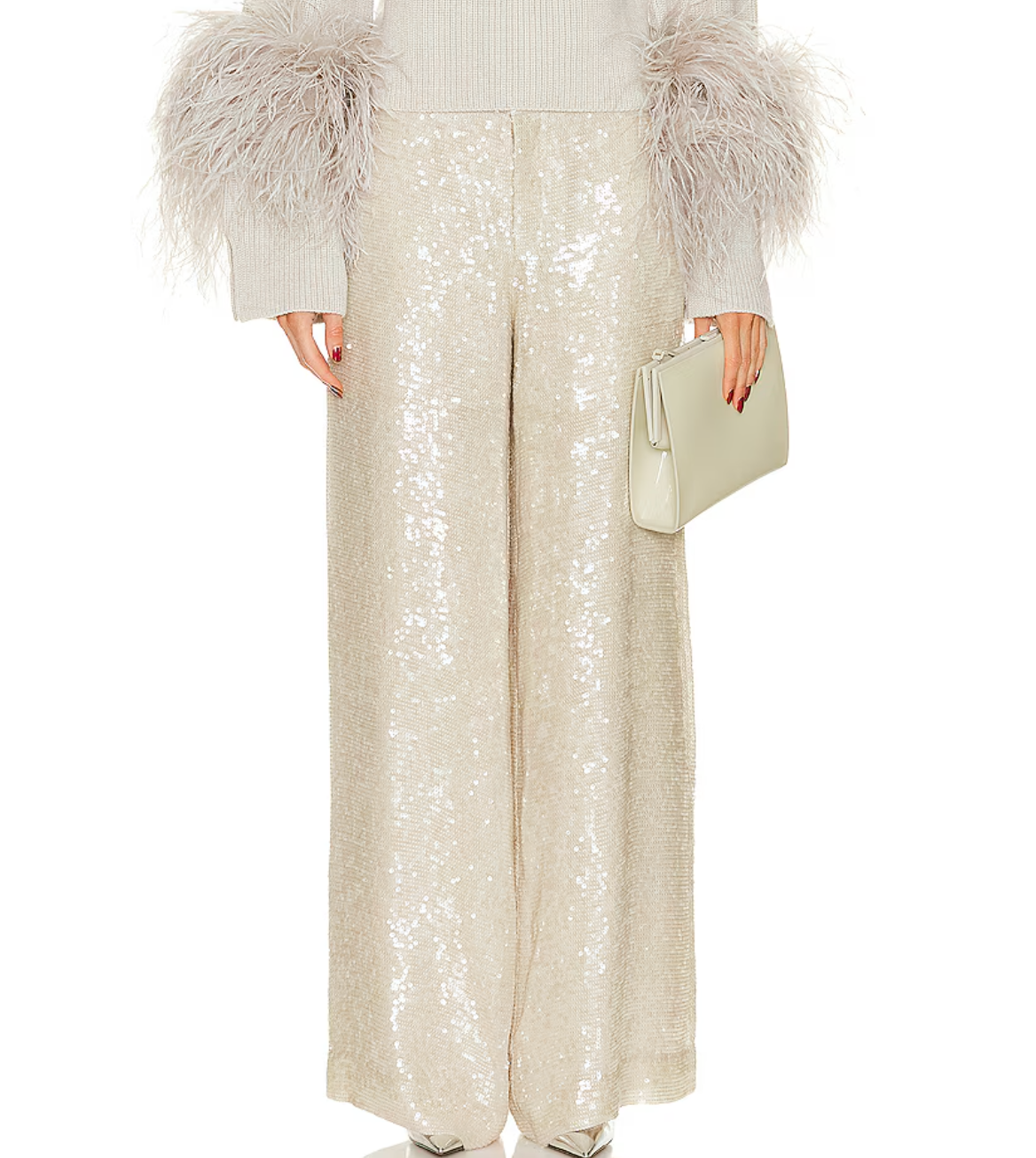 Lapointe Sequin Viscose Relaxed Wide Leg Trouser