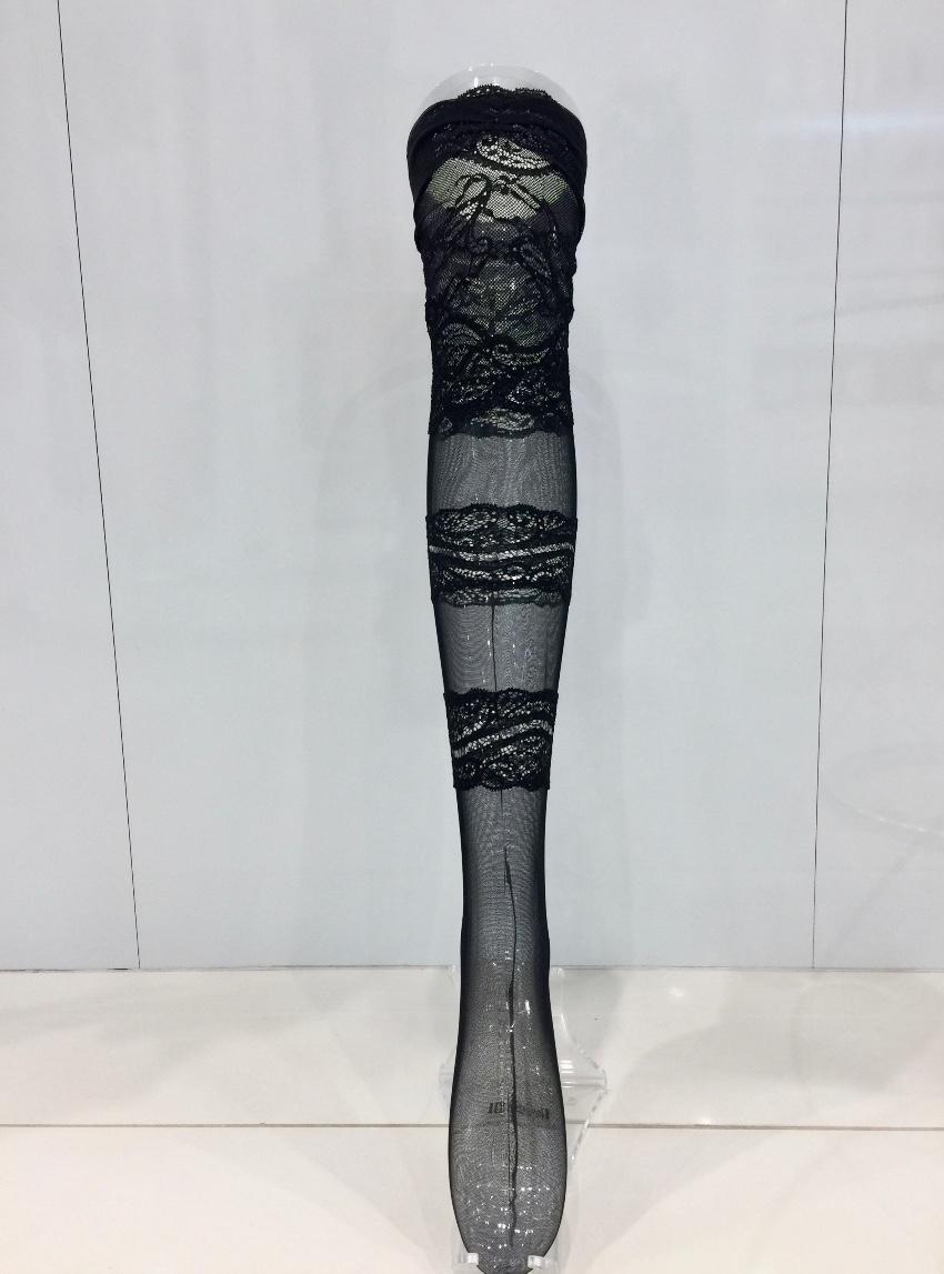 Cotton Club Couture Black Leavers Lace & Tulle Hold-ups