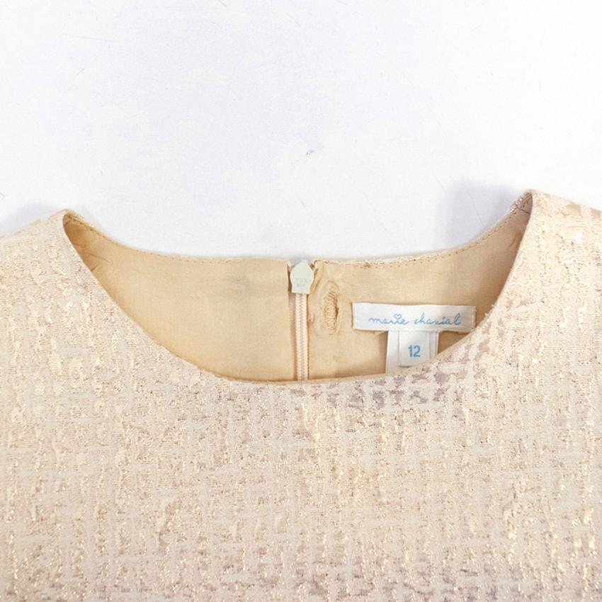 Marie Chantal Girls Gold Jacquard Mini Dress