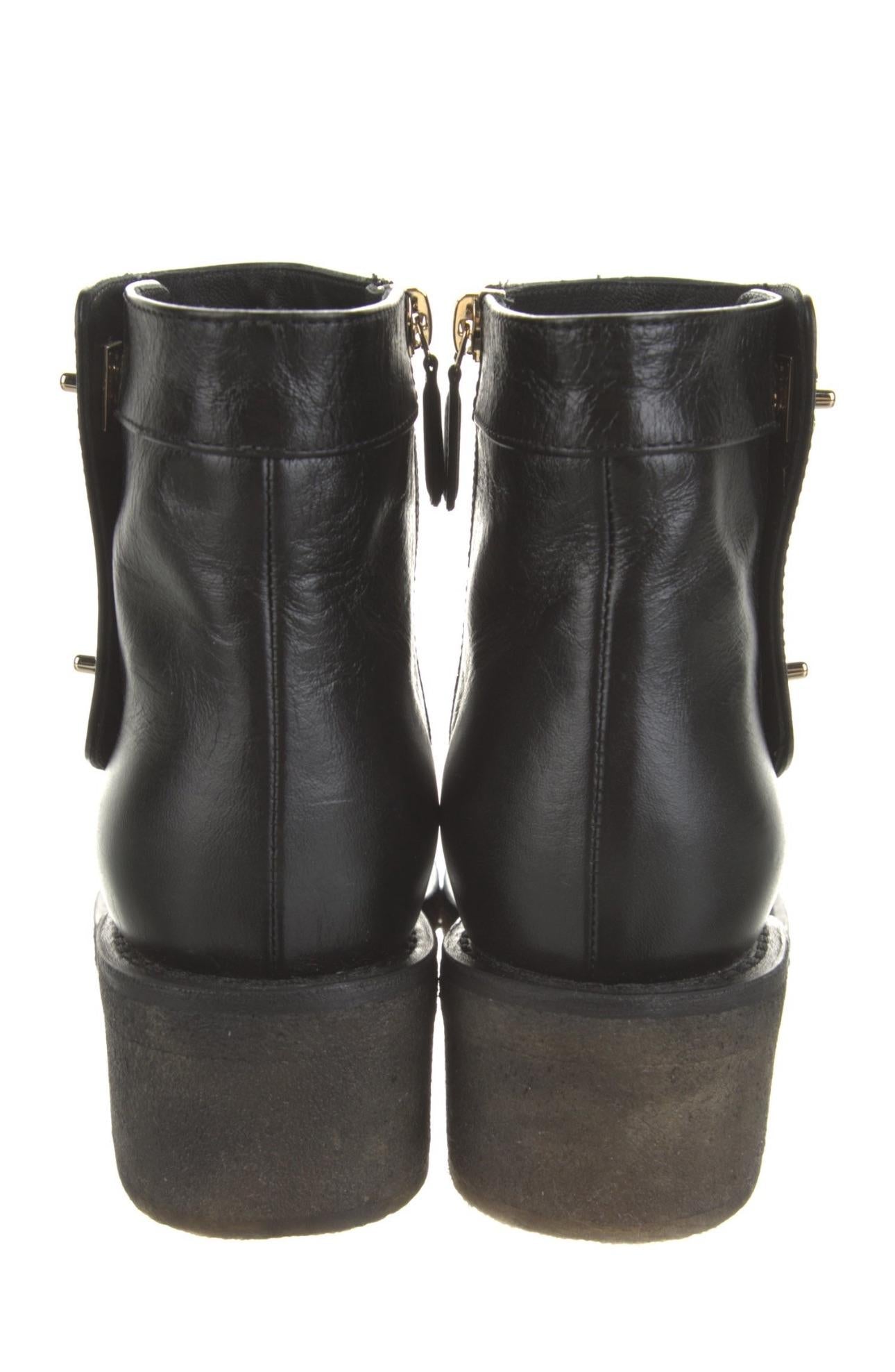 Chanel Black Interlocking CC Logo Ankle Boots