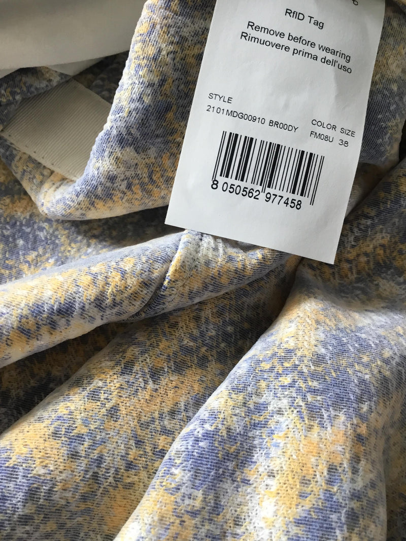 Blue And Yellow Weave Knit Midi Dress