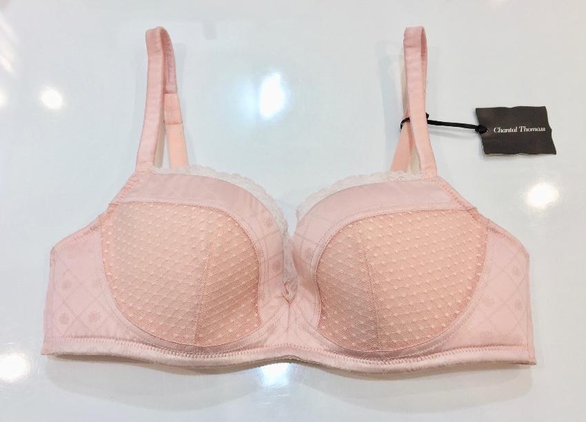 Chantal Thomass Rose Pink Satin Jacquard Pad Bra