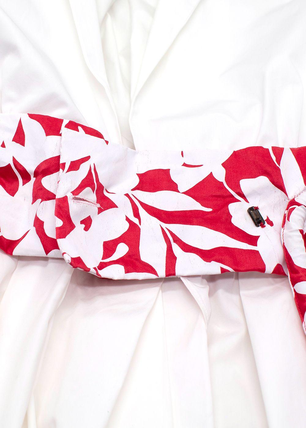 Rosie Assoulin White Obi Belted Shirt Dress