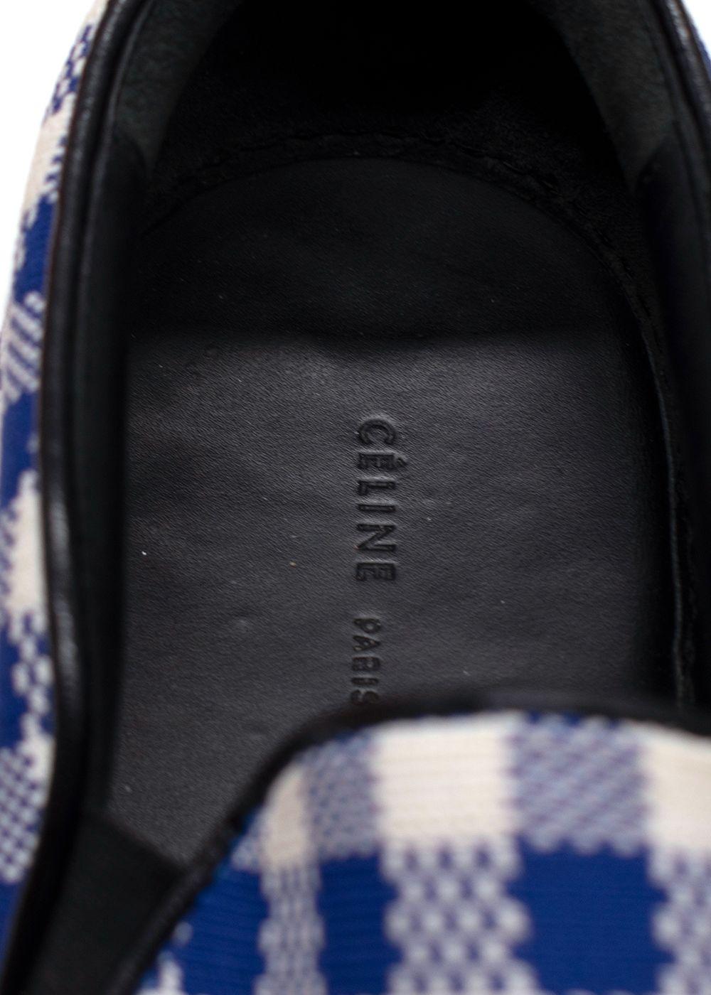 Celine Royal Blue and White Plaid Slip On Trainers
