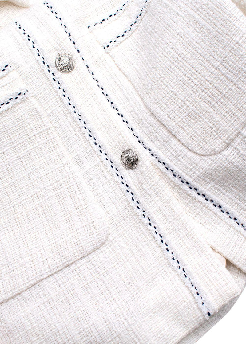 Claudie Pierlot Off White Tweed Longline Jacket