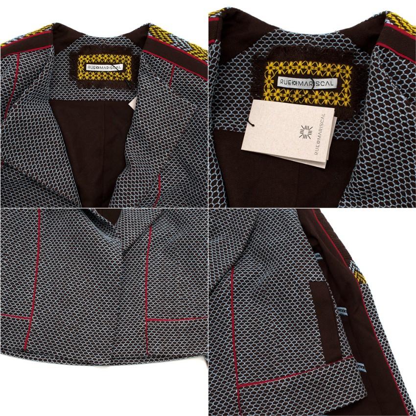 Rue Mariscal Brown Fully Embroidered Biker Jacket & Boxer Shorts