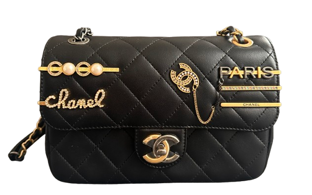 Chanel Collectible Embellished Black Quilted Flap Bag