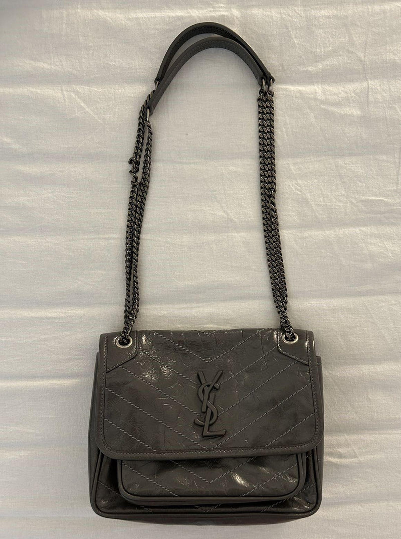 Saint Laurent Charcoal Grey Niki Crossbody Bag