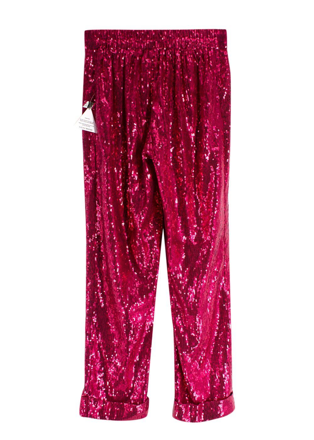 Nadine Merabi Hot Pink Sequin Shirt and Trouser Set