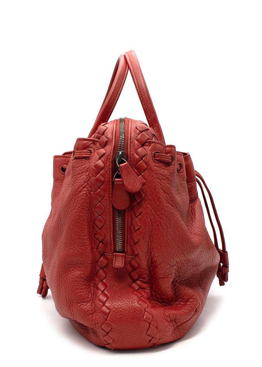 Red Leather Intrecciato Bag