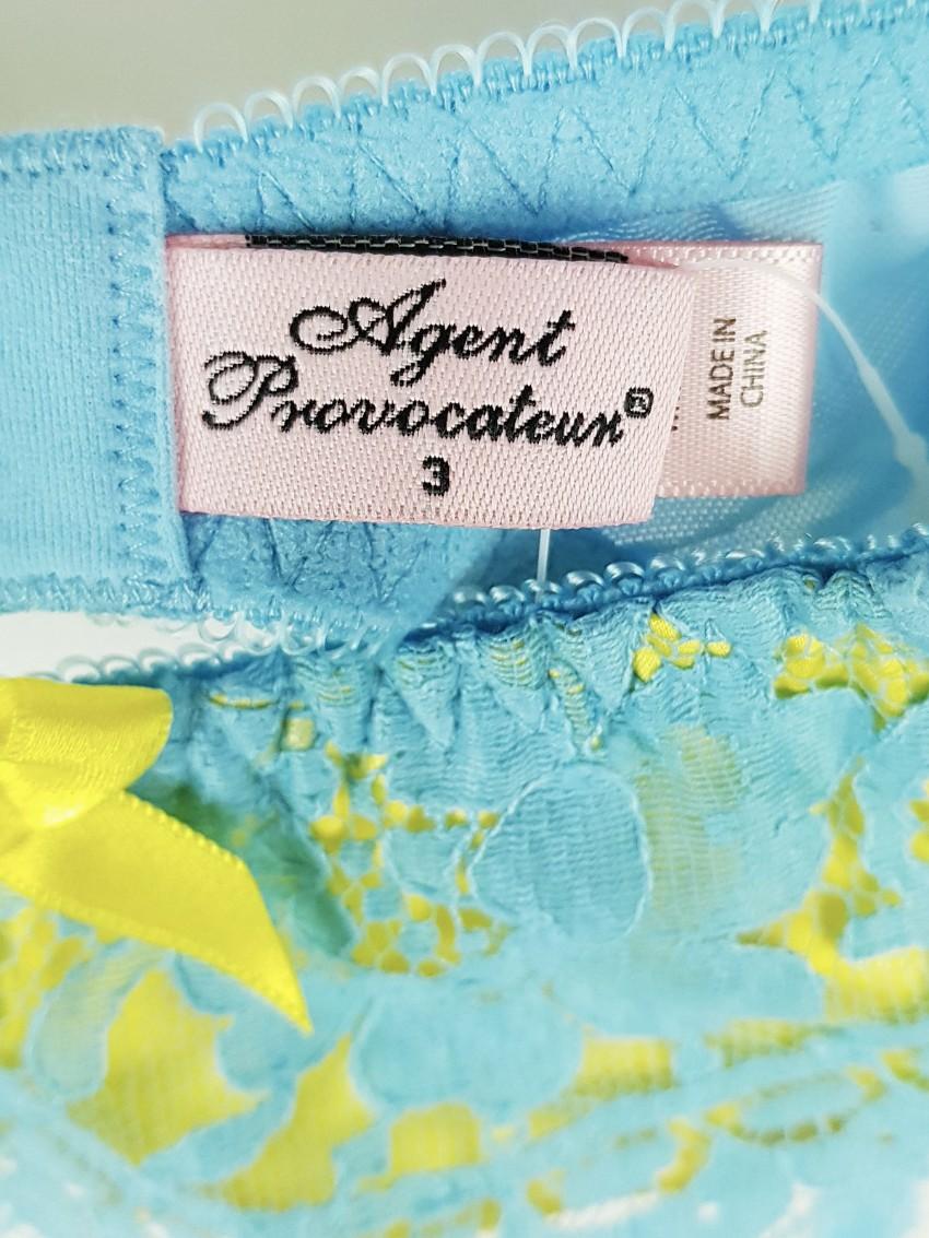 Agent Provocateur Selena Blue/Yellow Suspender Belt