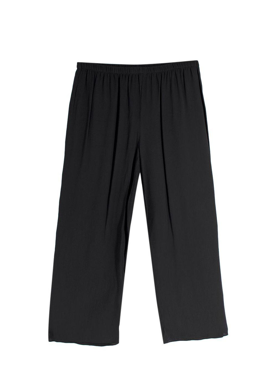 Eileen Fisher Black Pleated Wide Leg Trousers