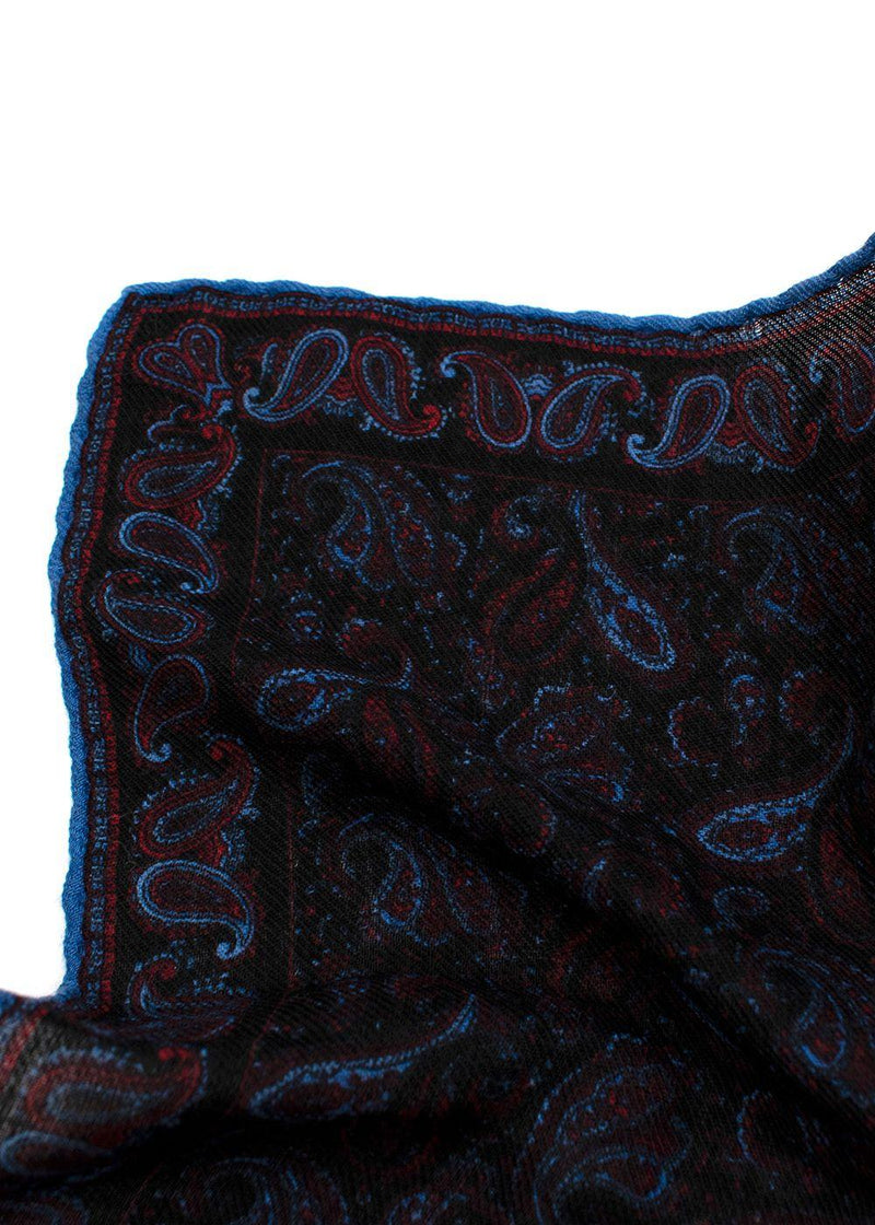 Navy Paisley Pocket Square