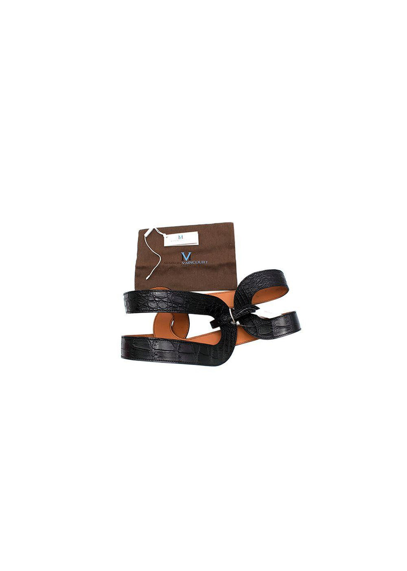 Maison Vaincourt Black crocodile waspie belt 75 - no cites
