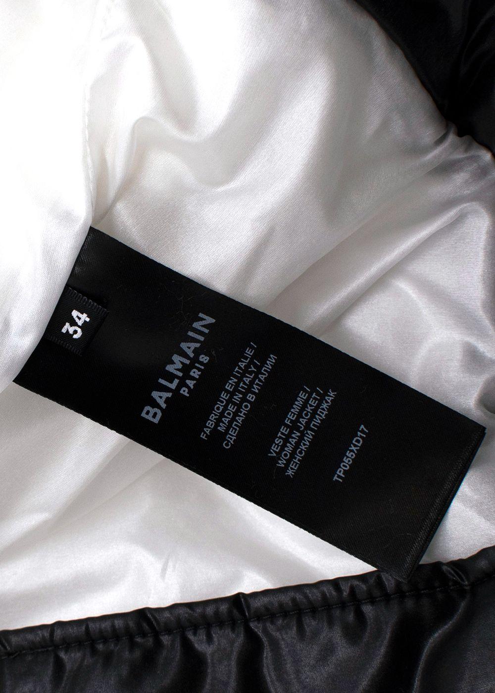 Balmain Black and White Belted Puffer Jacket