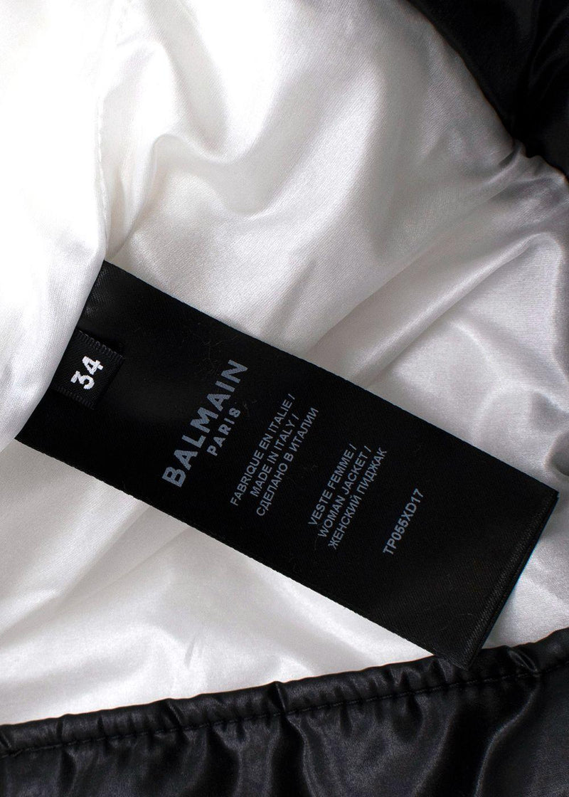 Balmain Black and White Belted Puffer Jacket