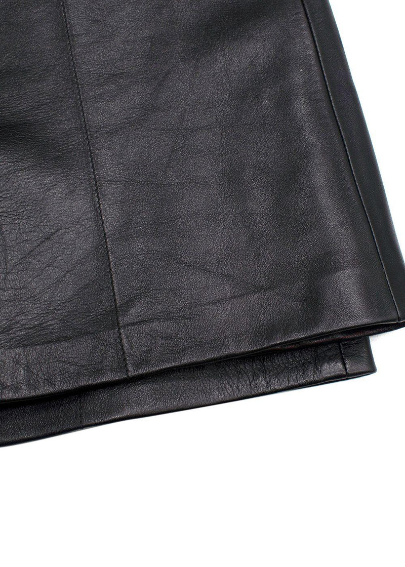 Louis Vuitton Black Kick Flare Leather Trousers with Stud Detail