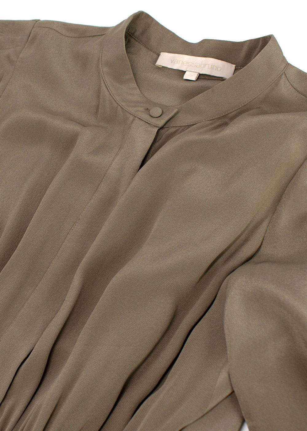 Vanessa Bruno Khaki Belted Silk Shirt Dress