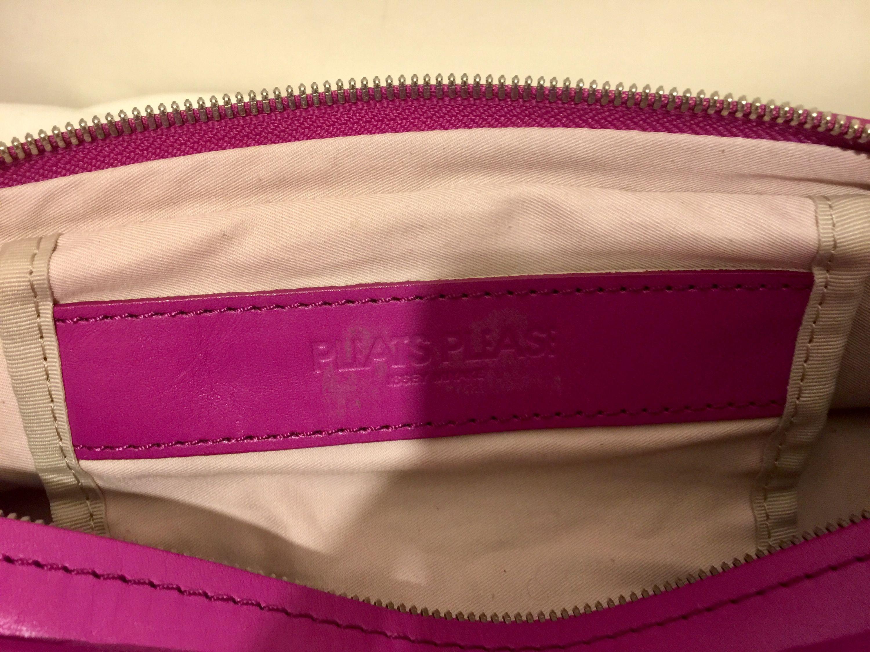 Fuchsia vinyl & leather clutch bag