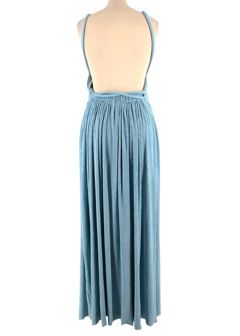Lillee Blue Backless Plissé Maxi Dress