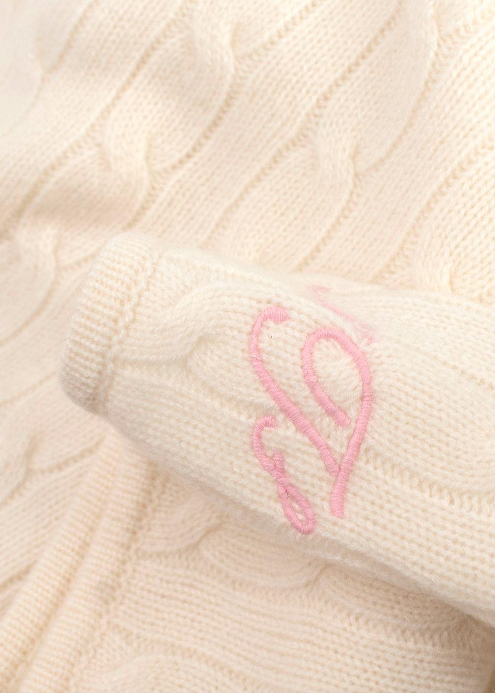 Ralph Lauren Cream Argyle Knit Baby Blanket